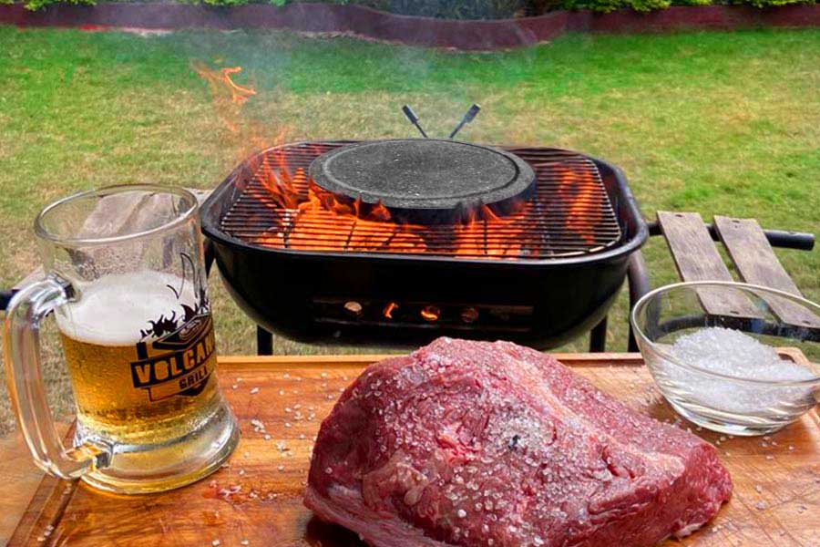 Piedra volcánica en parrilla